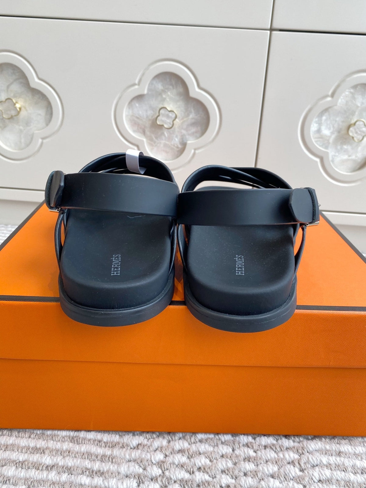 HM Heracles Sandals Black Calfskin 291453