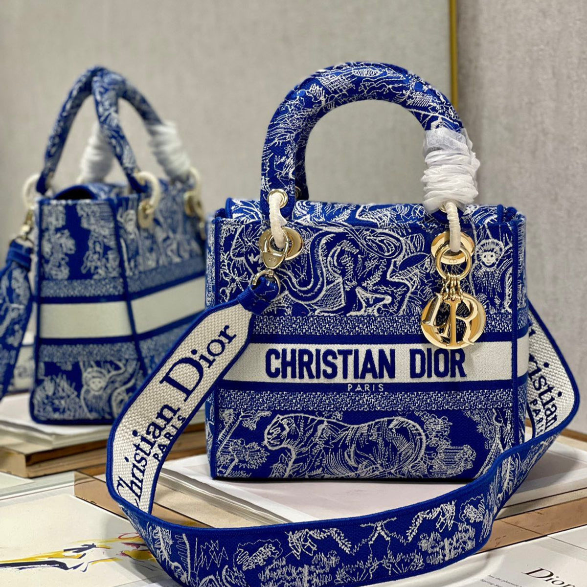 CD New Blue Tiger 24 Lady Dior Bag Canvas 336715