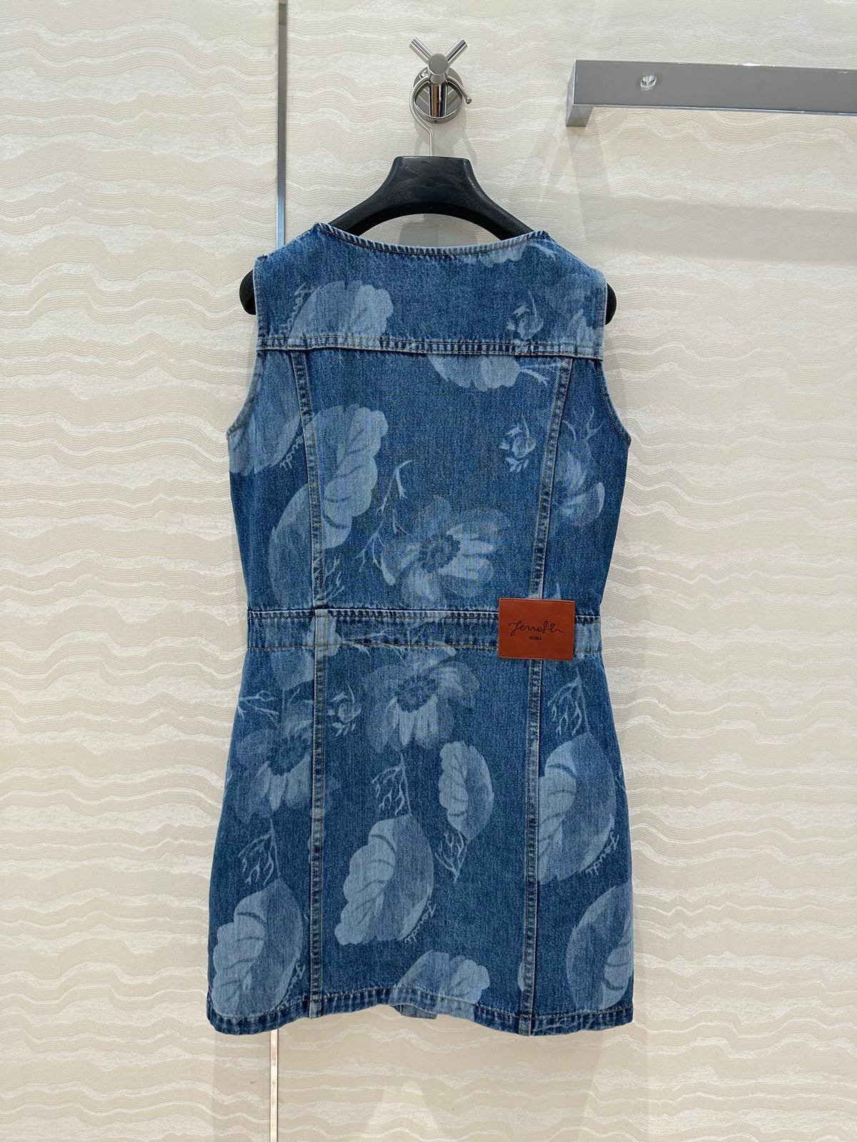 Fendi Flower Vest Dress Blue cotton
