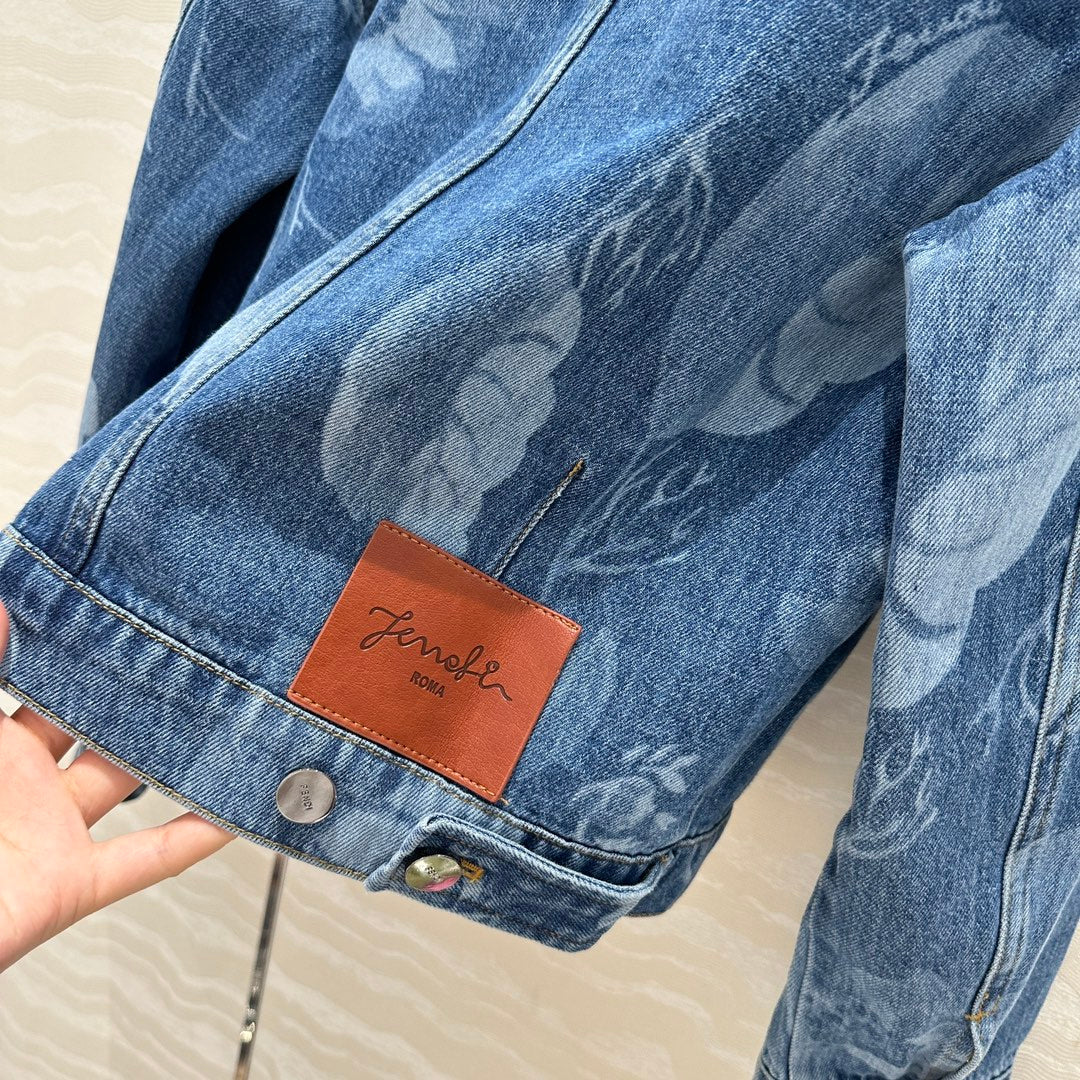 Fendi Flower Denim Jacket  Blue cotton