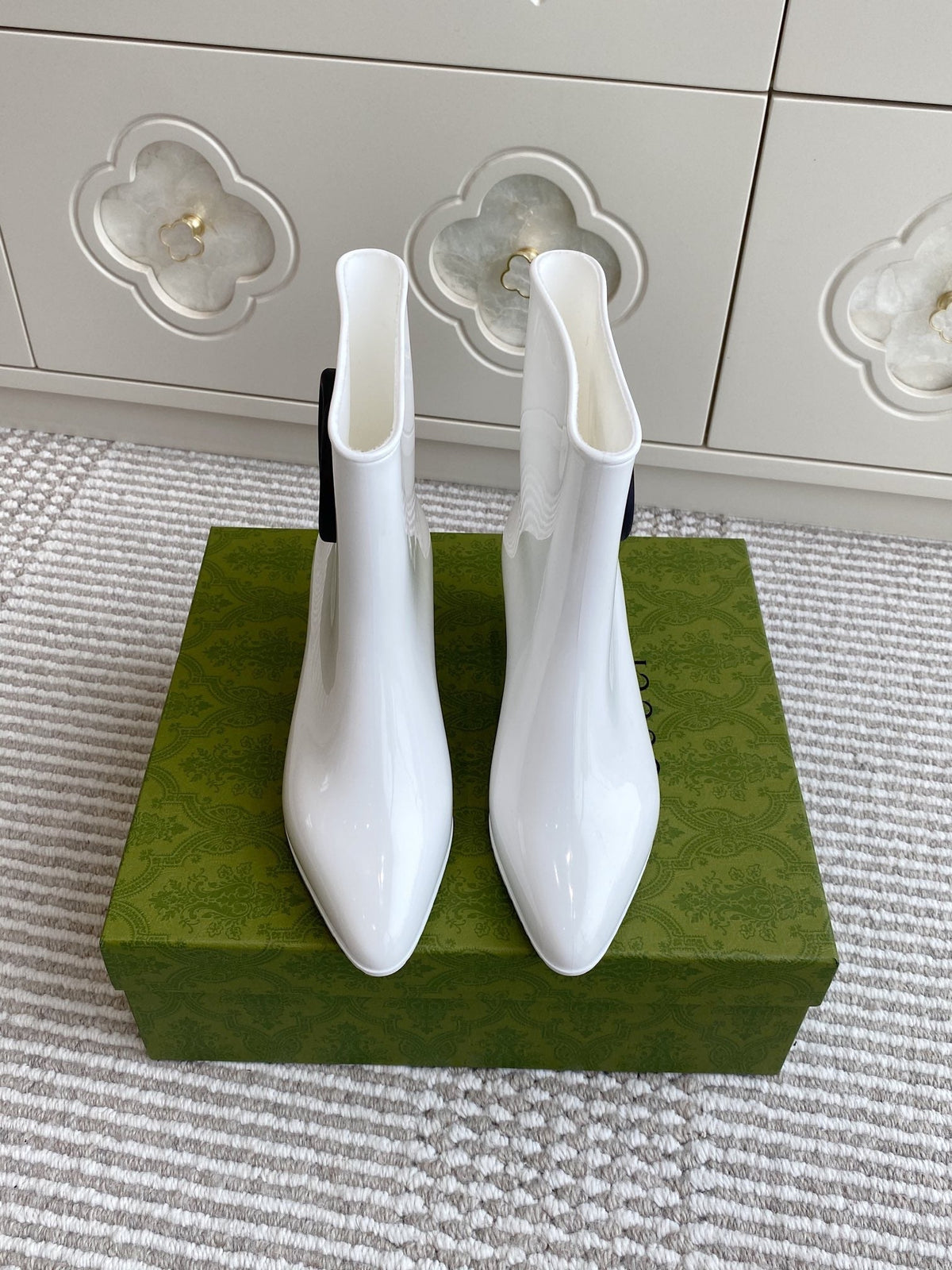 GC Ankle With Interlocking G Boot White Rubber 291026