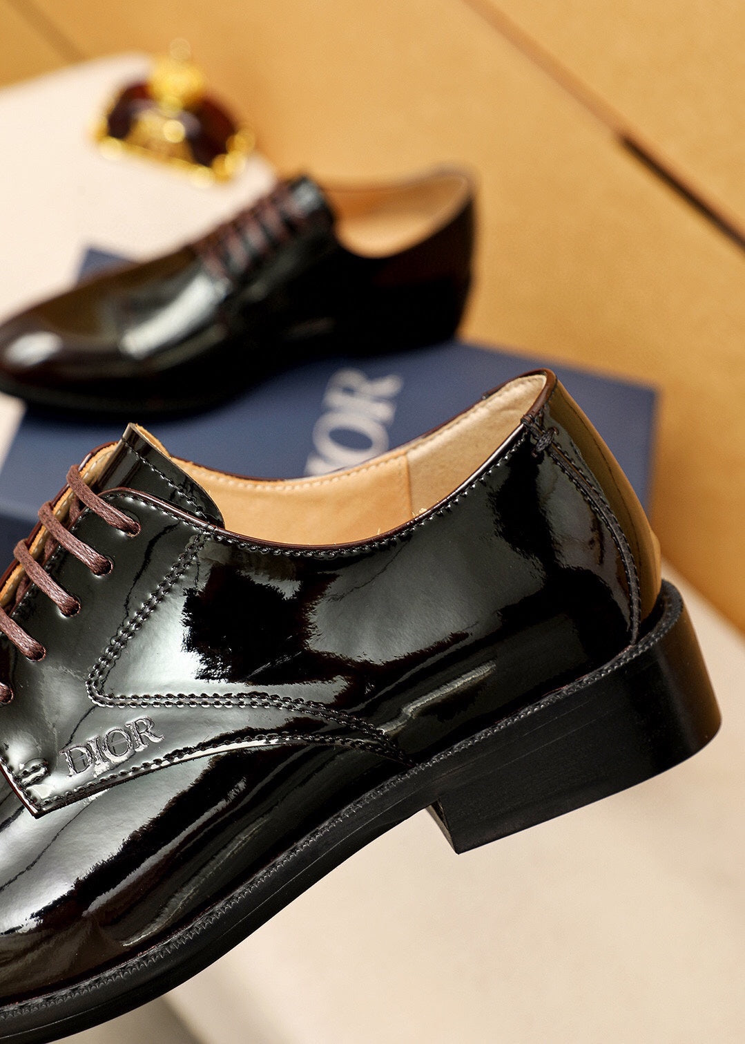 CD Derby Shoe Black Mix Brown Patent Leather 638974
