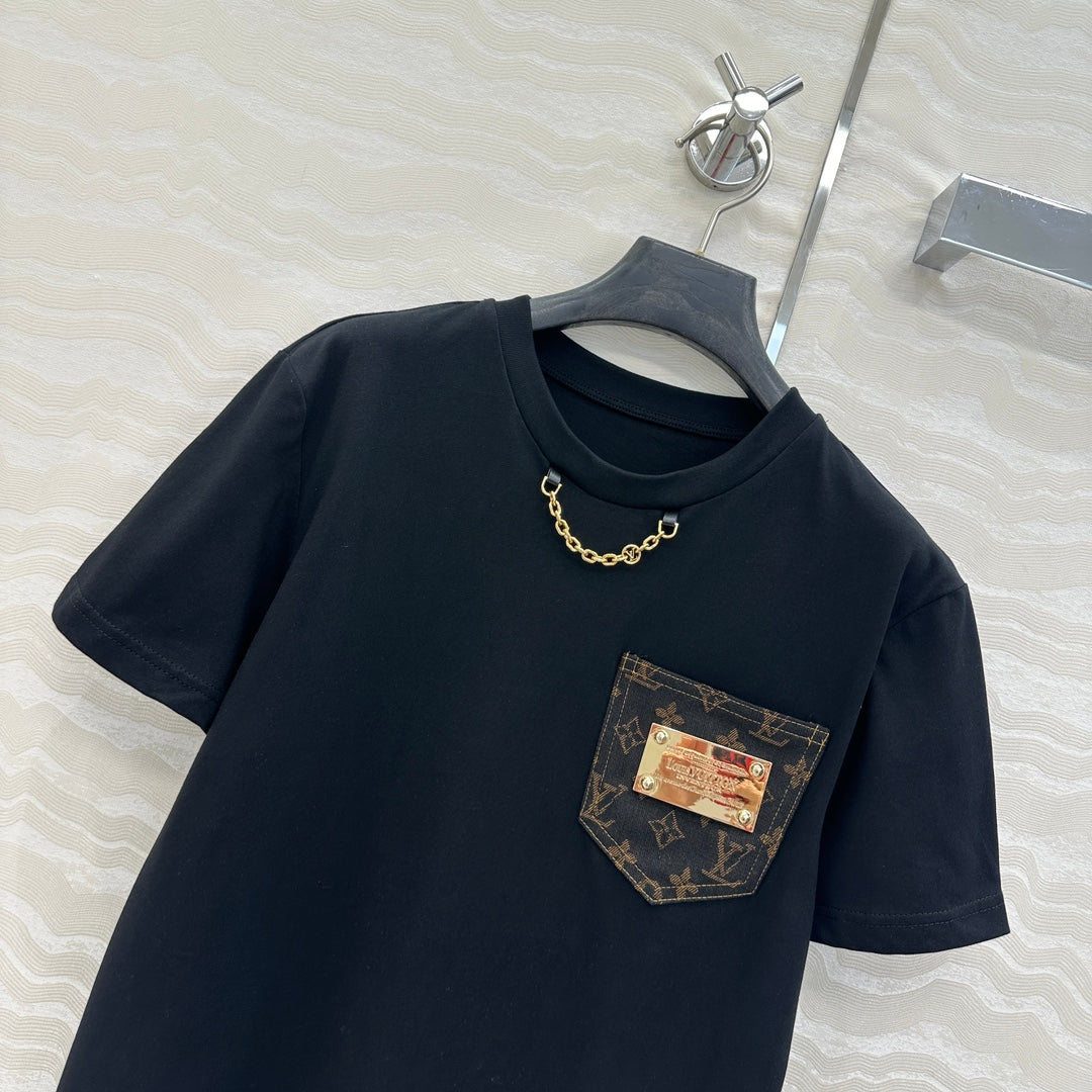 LV Monogram Denim Jacquard Flower Pocket Black Cotton
