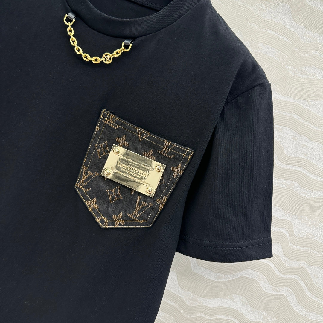 LV Monogram Denim Jacquard Flower Pocket Black Cotton