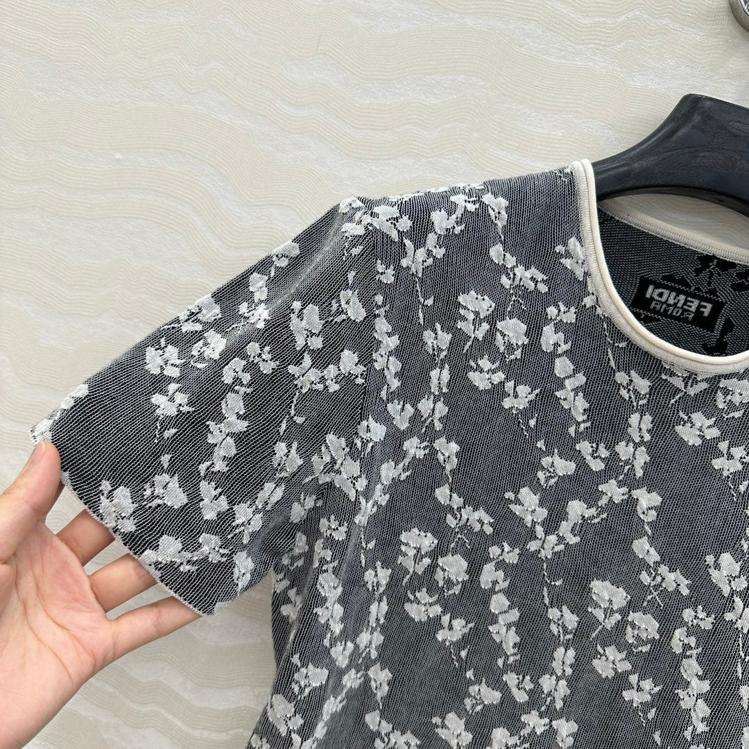 Fendi Knitted Top Dark Gray Cotton Viscose