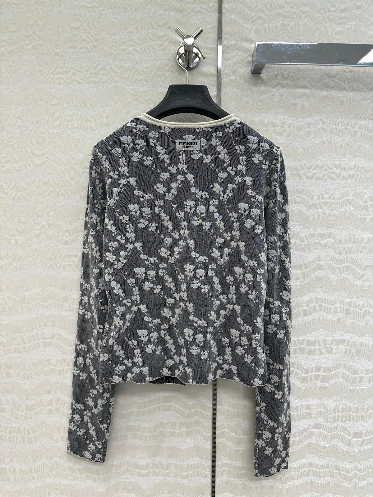 Fendi Knitted Cardigan Dark Gray Cotton Viscose