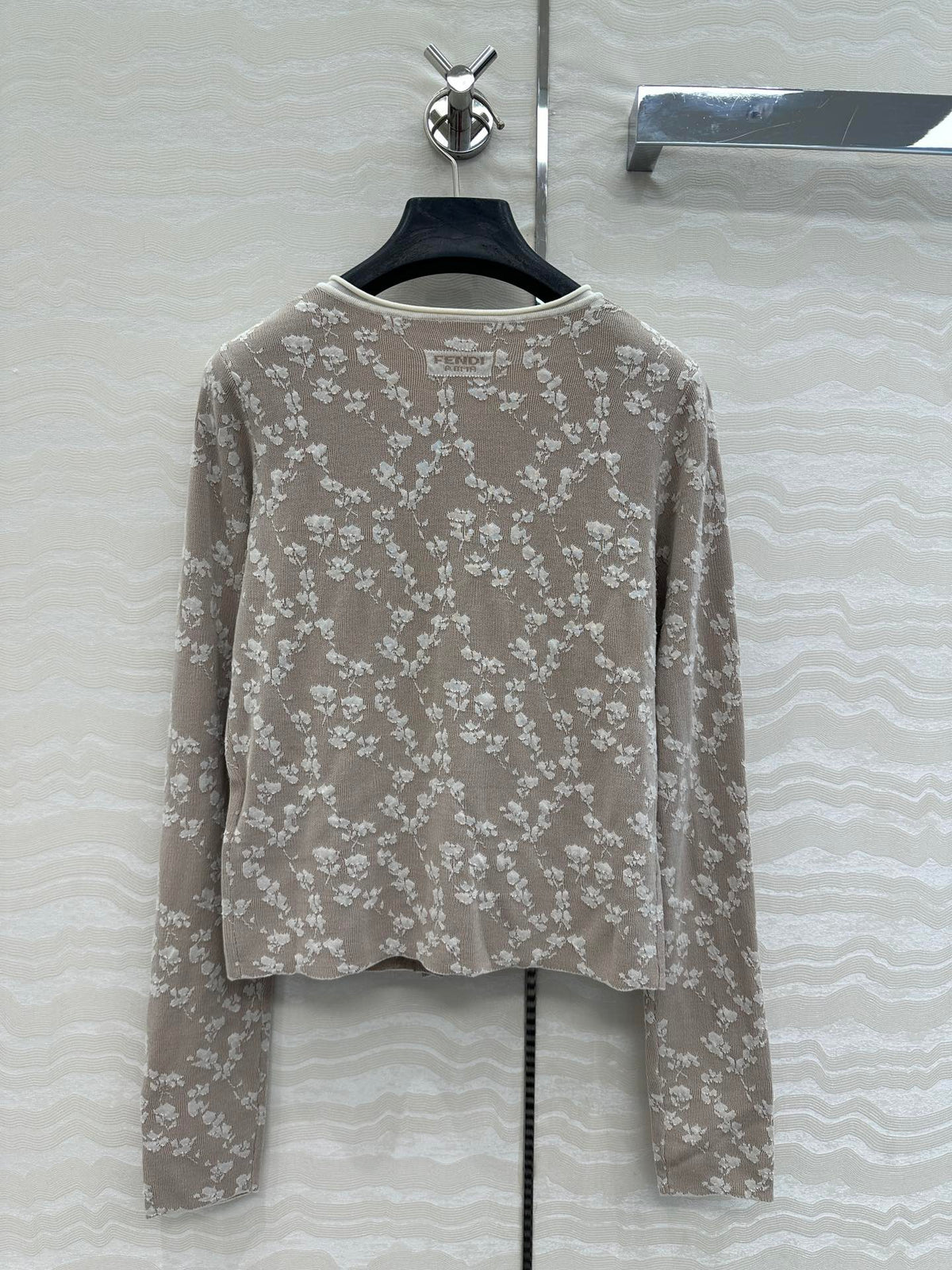 Fendi Knitted Cardigan Beige Cotton Viscose