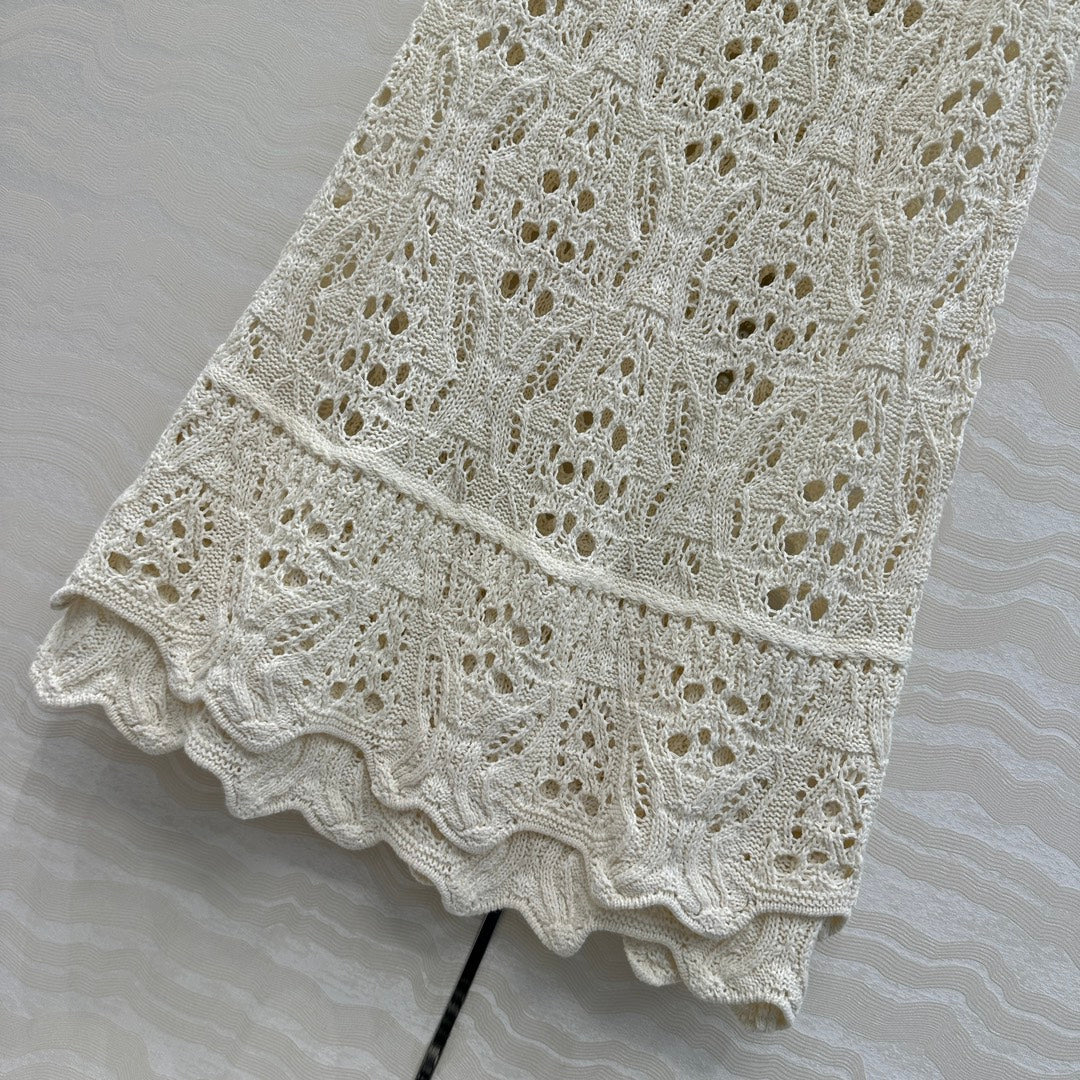 CD Hollow Vest Dress White Cotton Washi