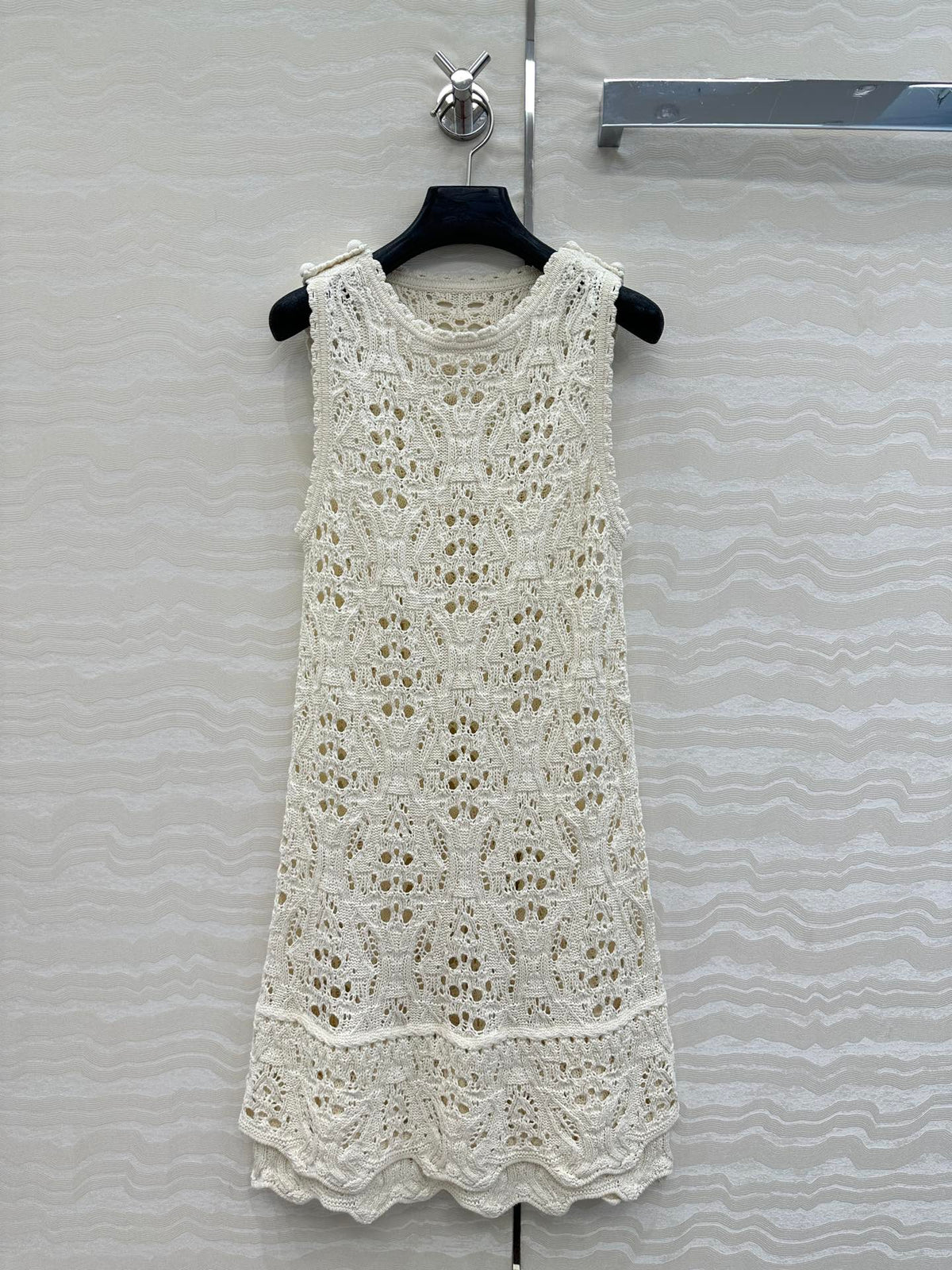 CD Hollow Vest Dress White Cotton Washi