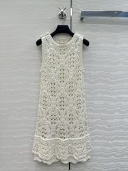 CD Hollow Vest Dress White Cotton Washi