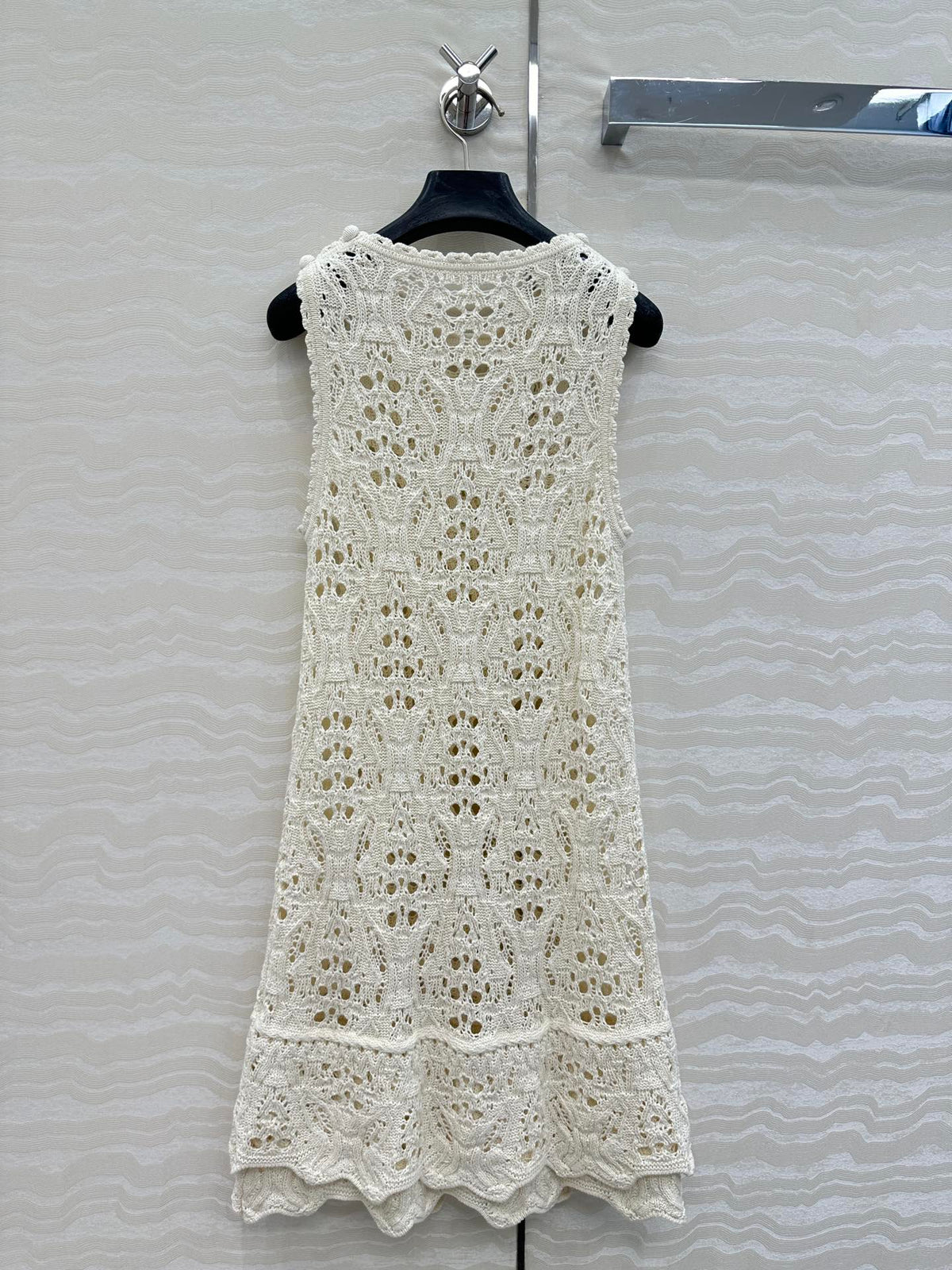 CD Hollow Vest Dress White Cotton Washi