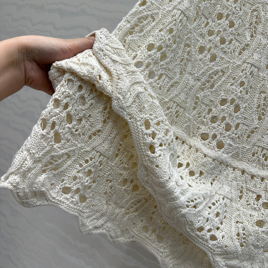 CD Hollow Vest Dress White Cotton Washi