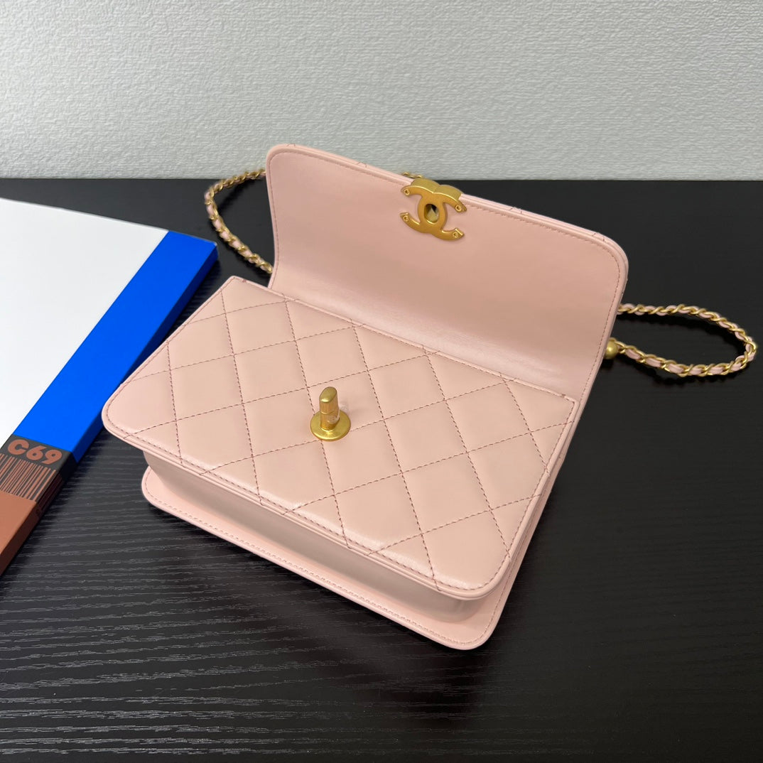 CC 25S Woc Pink Calfskin Gold Hardware