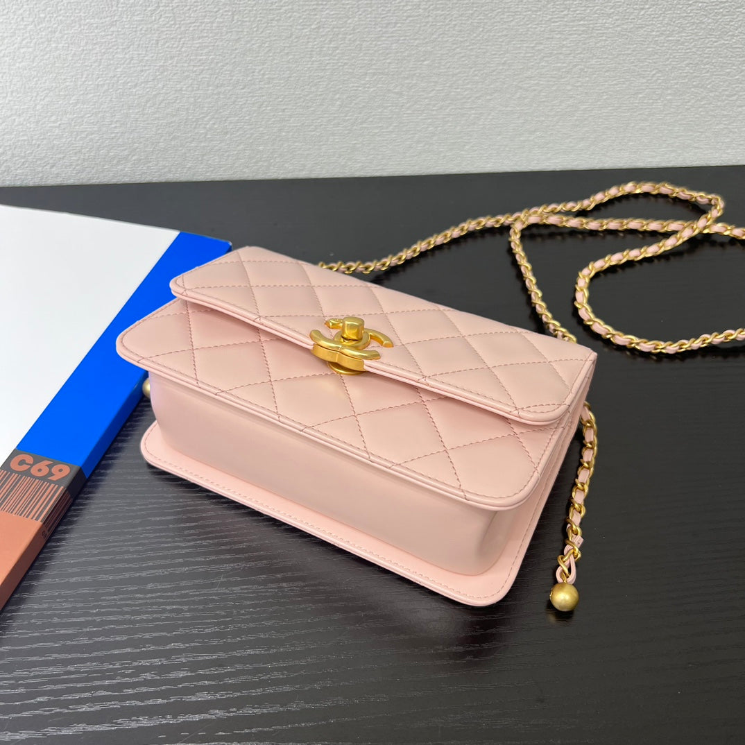 CC 25S Woc Pink Calfskin Gold Hardware