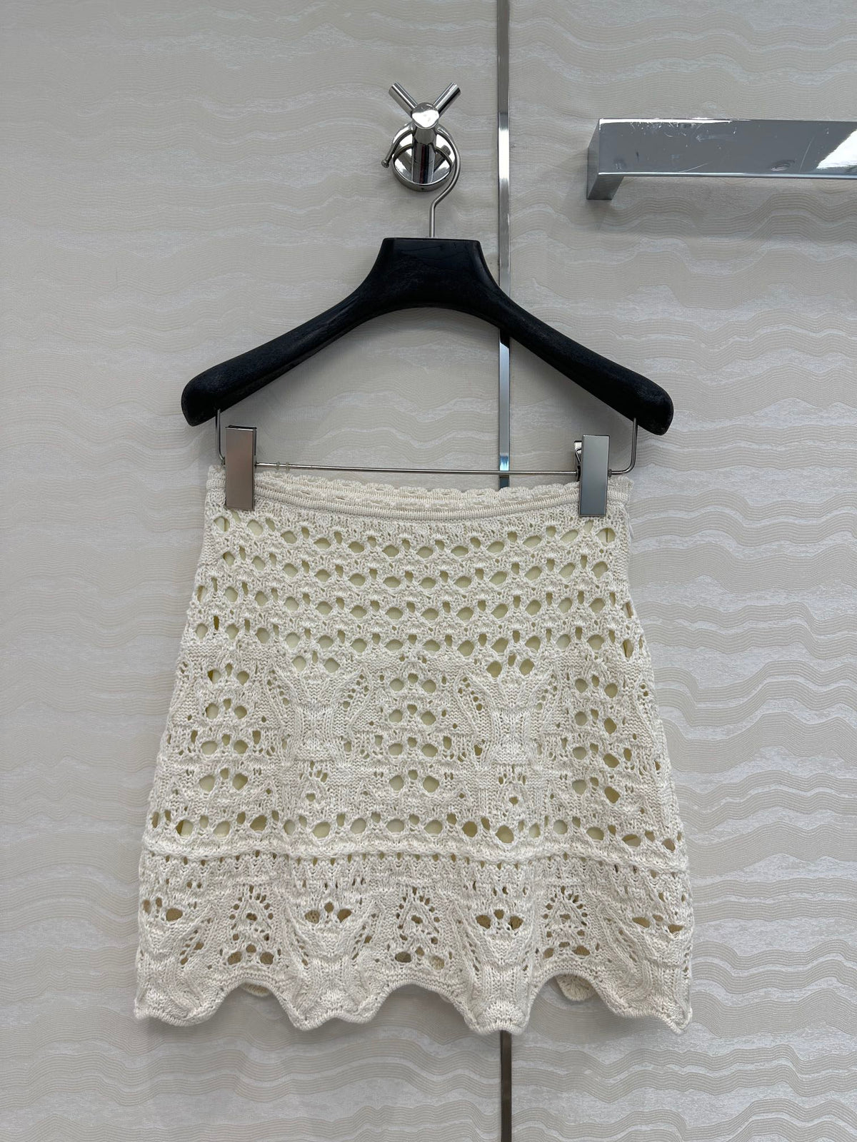 CD Hollow Short Skirt  White Cotton Washi