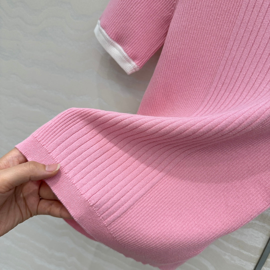 CC Knitted T-Shirt Pink Cotton