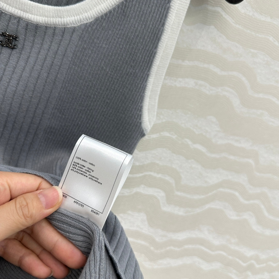 CC Knitted Vest Gray Cotton