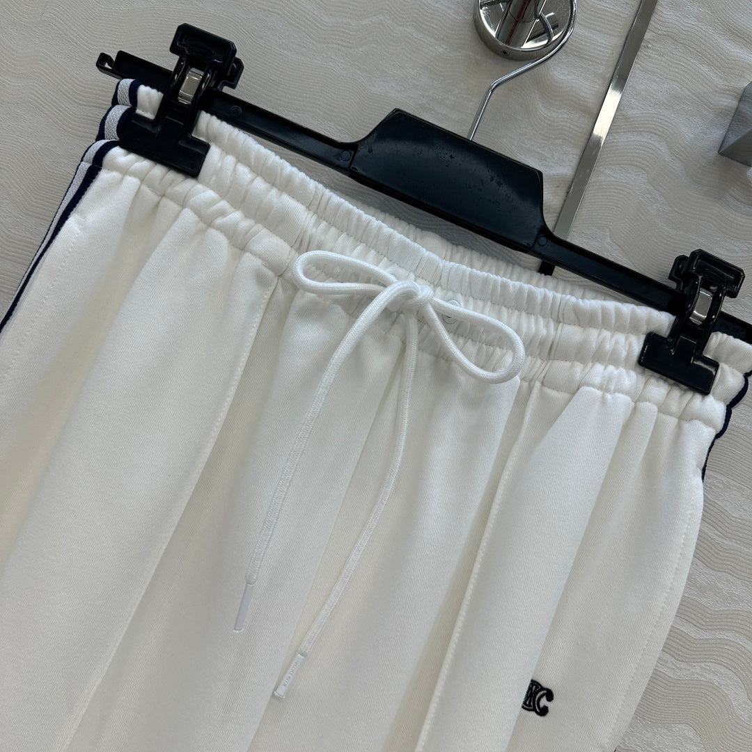 Celine Sports Straight Pants White Cotton