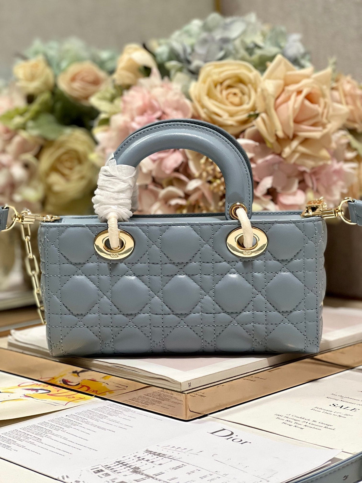 CD Lady D-Joy 22 Sky Blue Lambskin 336627