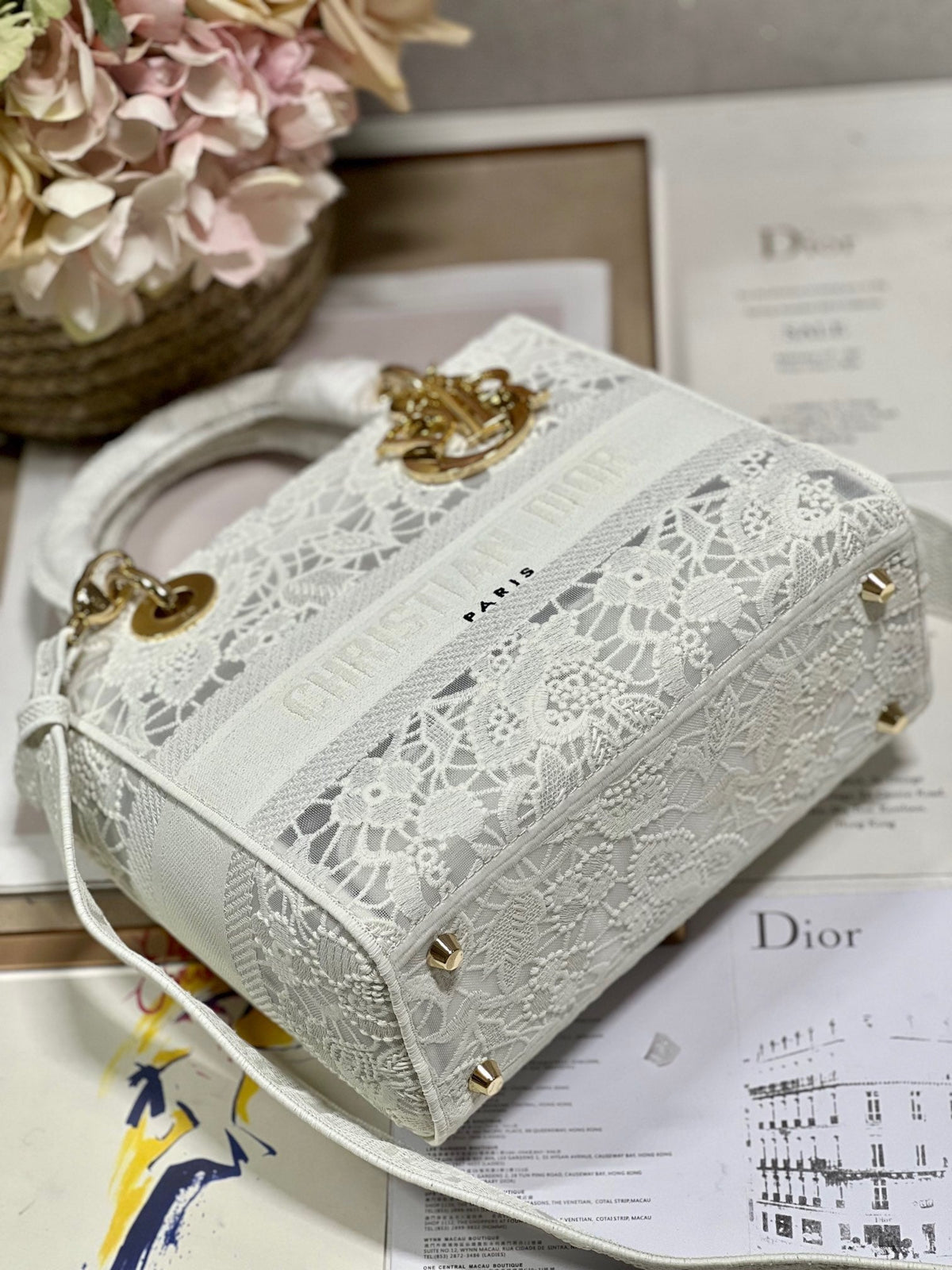 CD Mesh White 24 Lady Dior Bag Canvas 336703