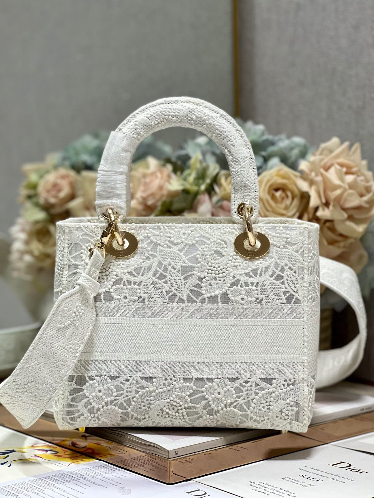 CD Mesh White 24 Lady Dior Bag Canvas 336703