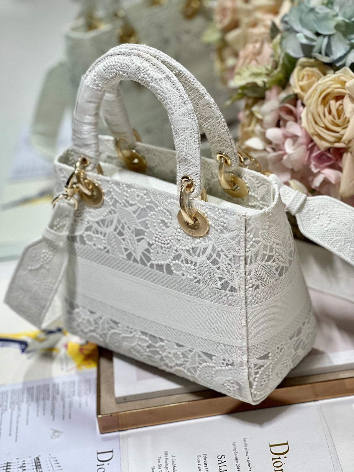 CD Mesh White 24 Lady Dior Bag Canvas 336703