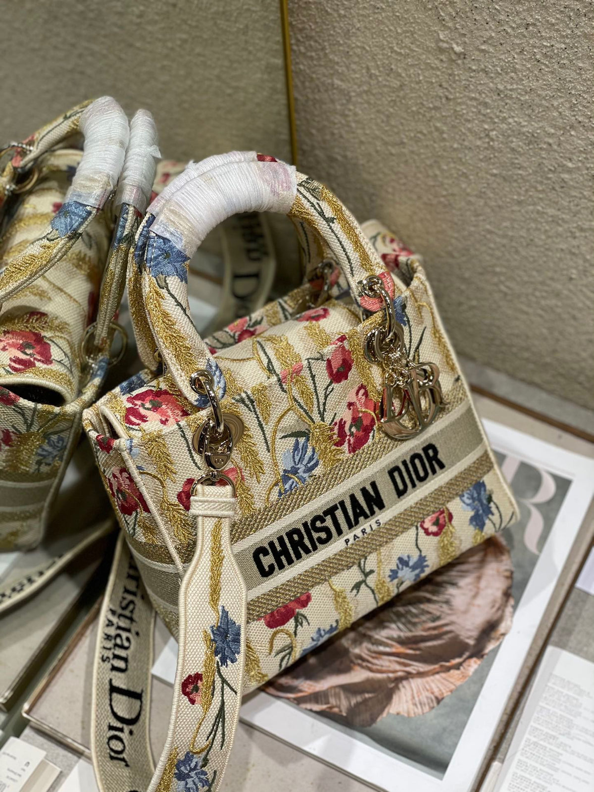 CD Hibiscus 24 Lady Dior Bag Canvas 336706