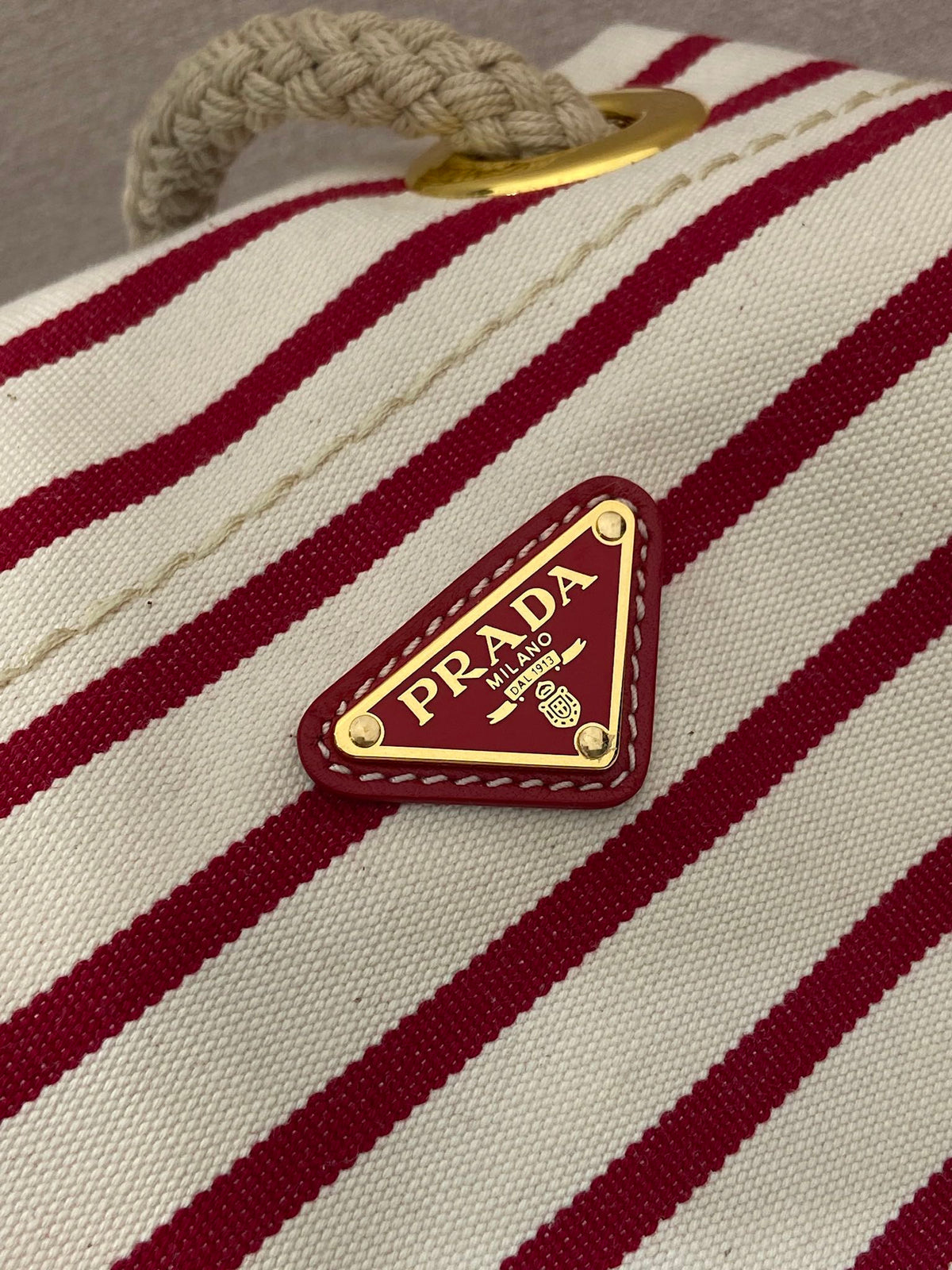 Prada Striped Bucket Bag Frabic