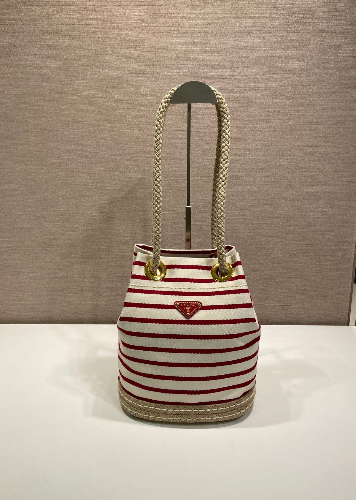 Prada Striped Bucket Bag Frabic