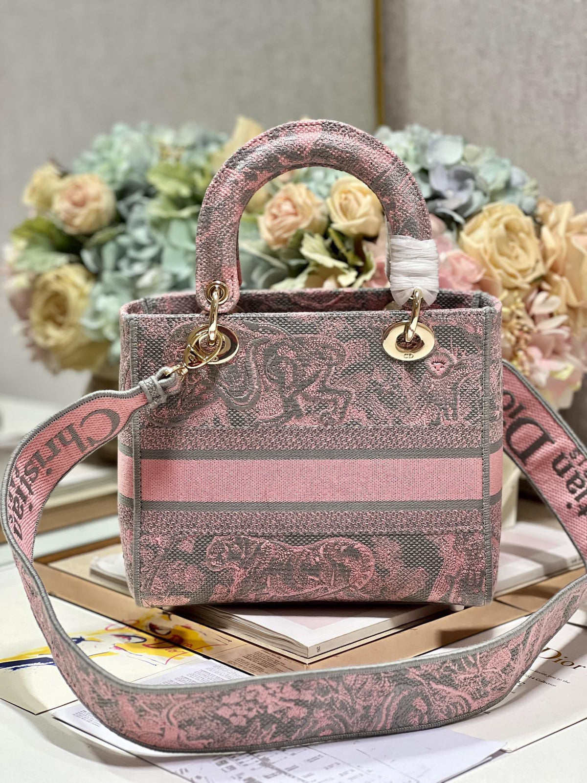 CD New Foundation Tiger 24 Lady Dior Bag Canvas 336733