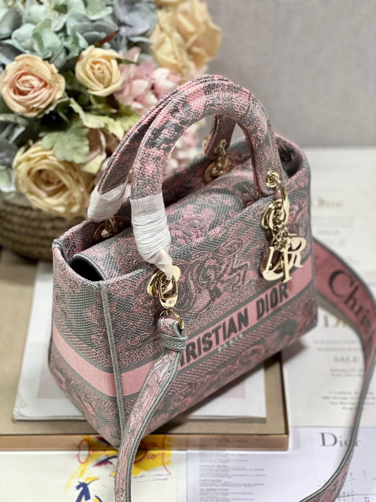CD New Foundation Tiger 24 Lady Dior Bag Canvas 336733