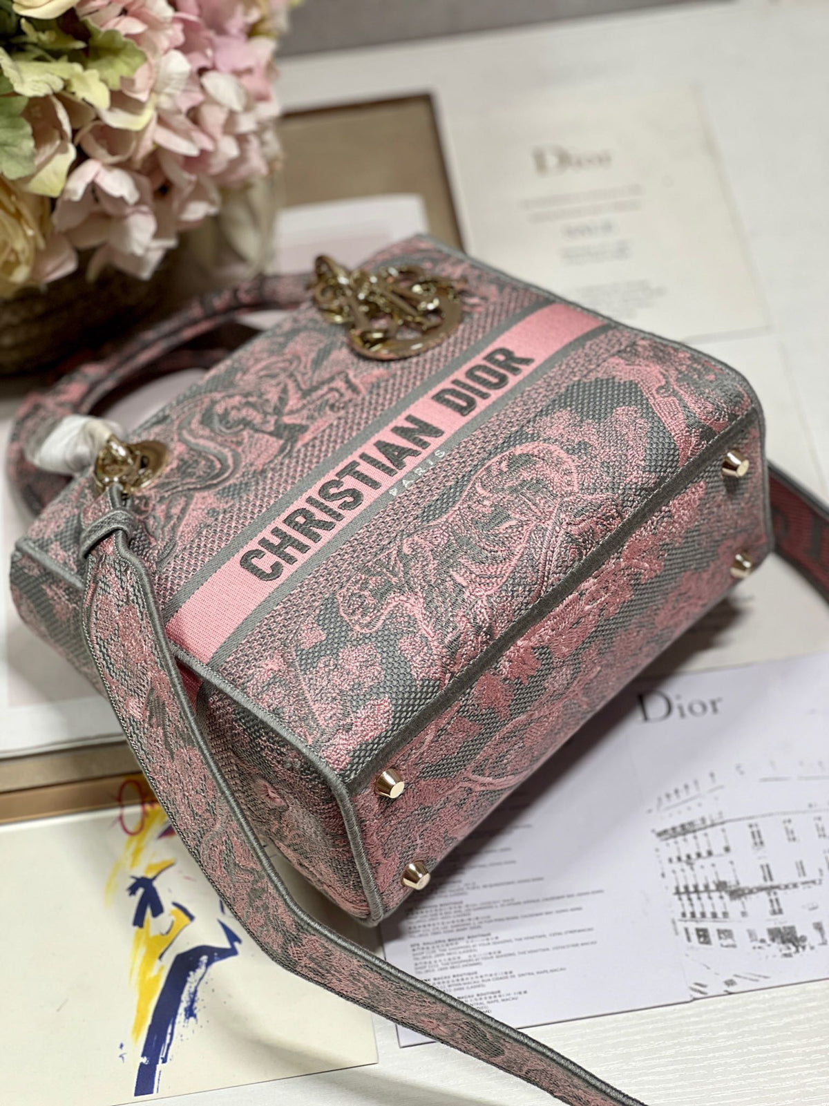 CD New Foundation Tiger 24 Lady Dior Bag Canvas 336733
