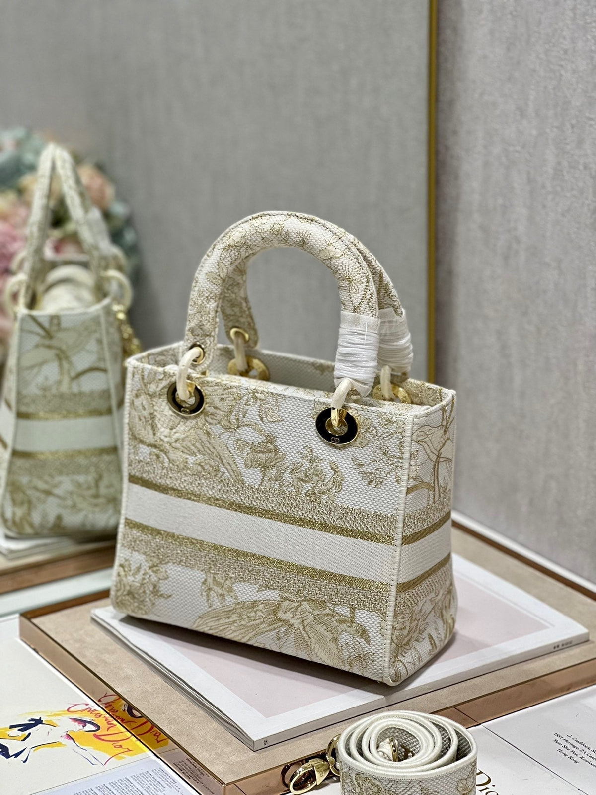 CD Golden Magpie 24 Lady Dior Bag Canvas 336736