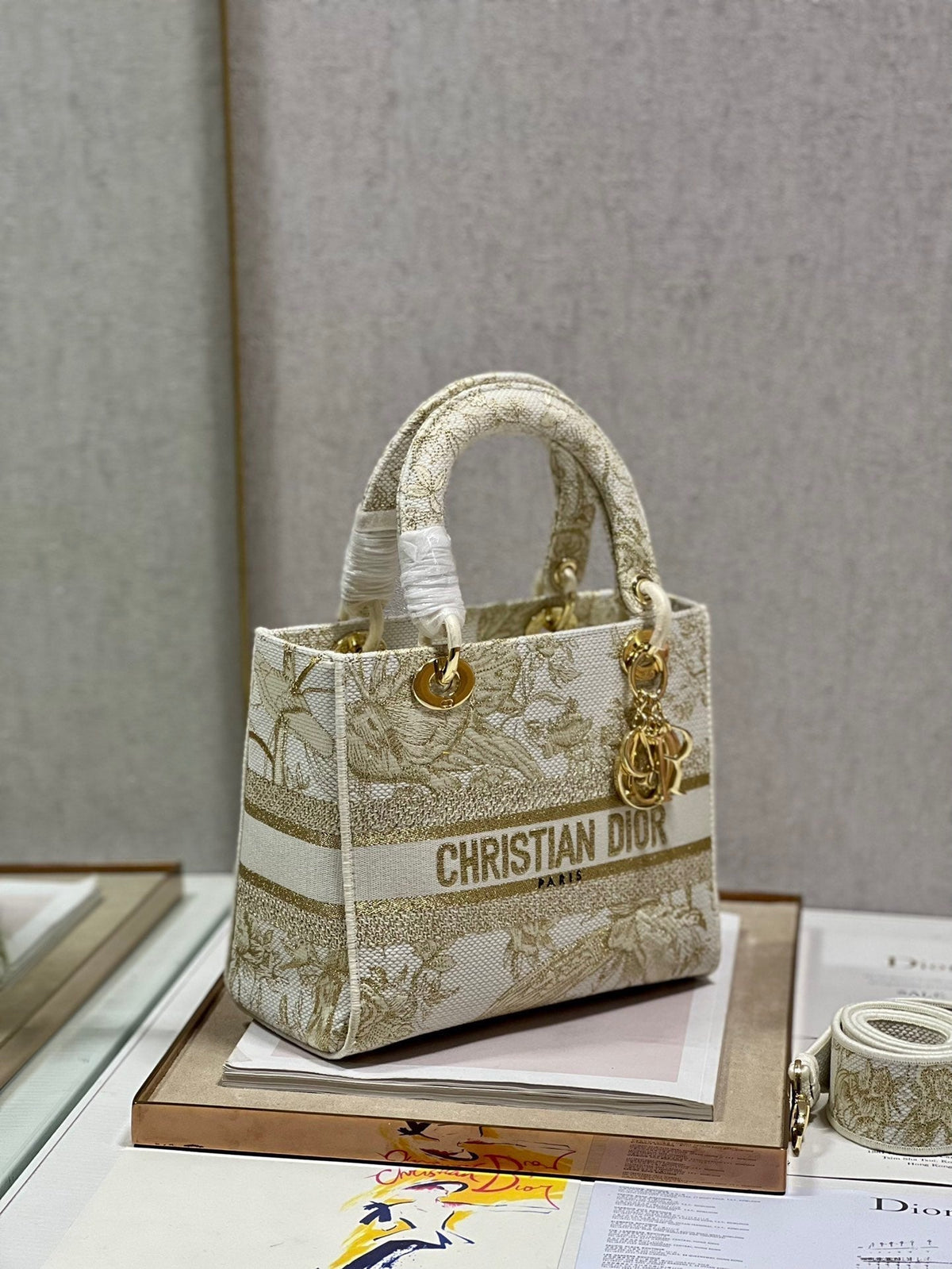 CD Golden Magpie 24 Lady Dior Bag Canvas 336736