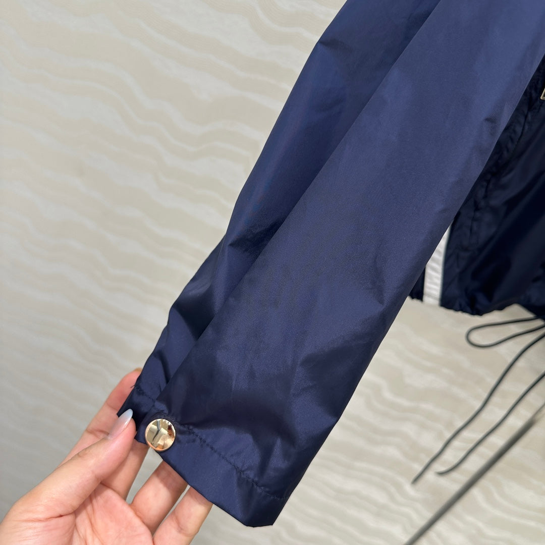 Prada Zipper Jacket Navy Blue Poliamida