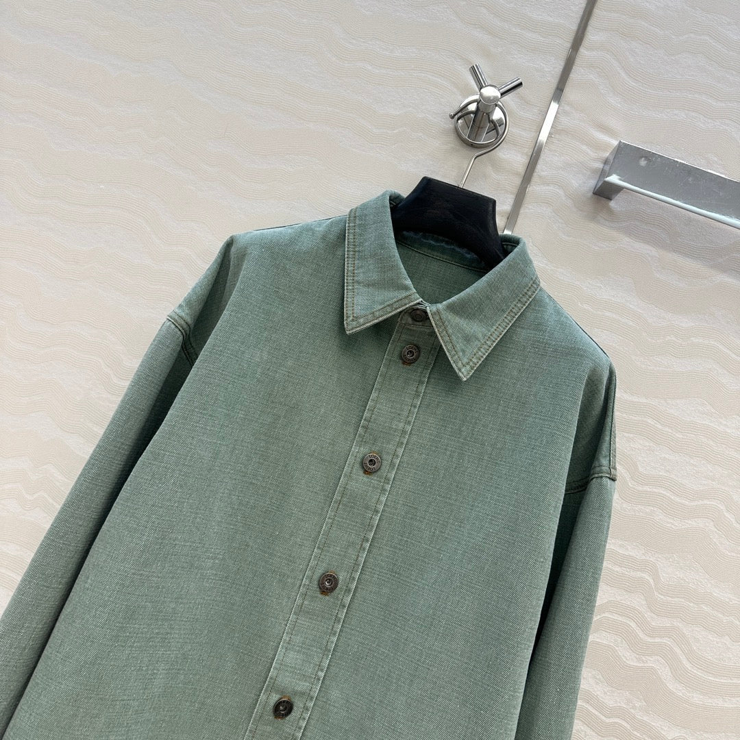 Loewe Denim Jacket Green Cotton