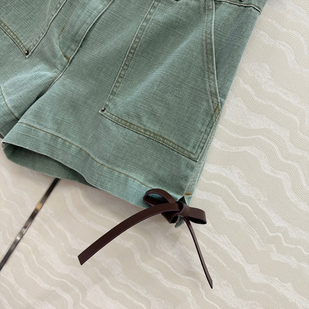 Loewe Denim Short Green Cotton