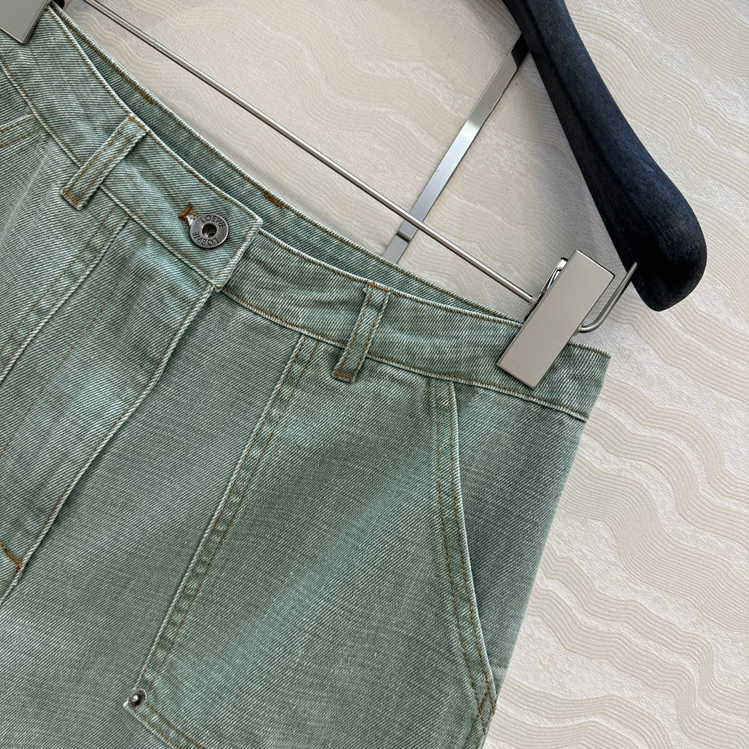 Loewe Denim Short Green Cotton