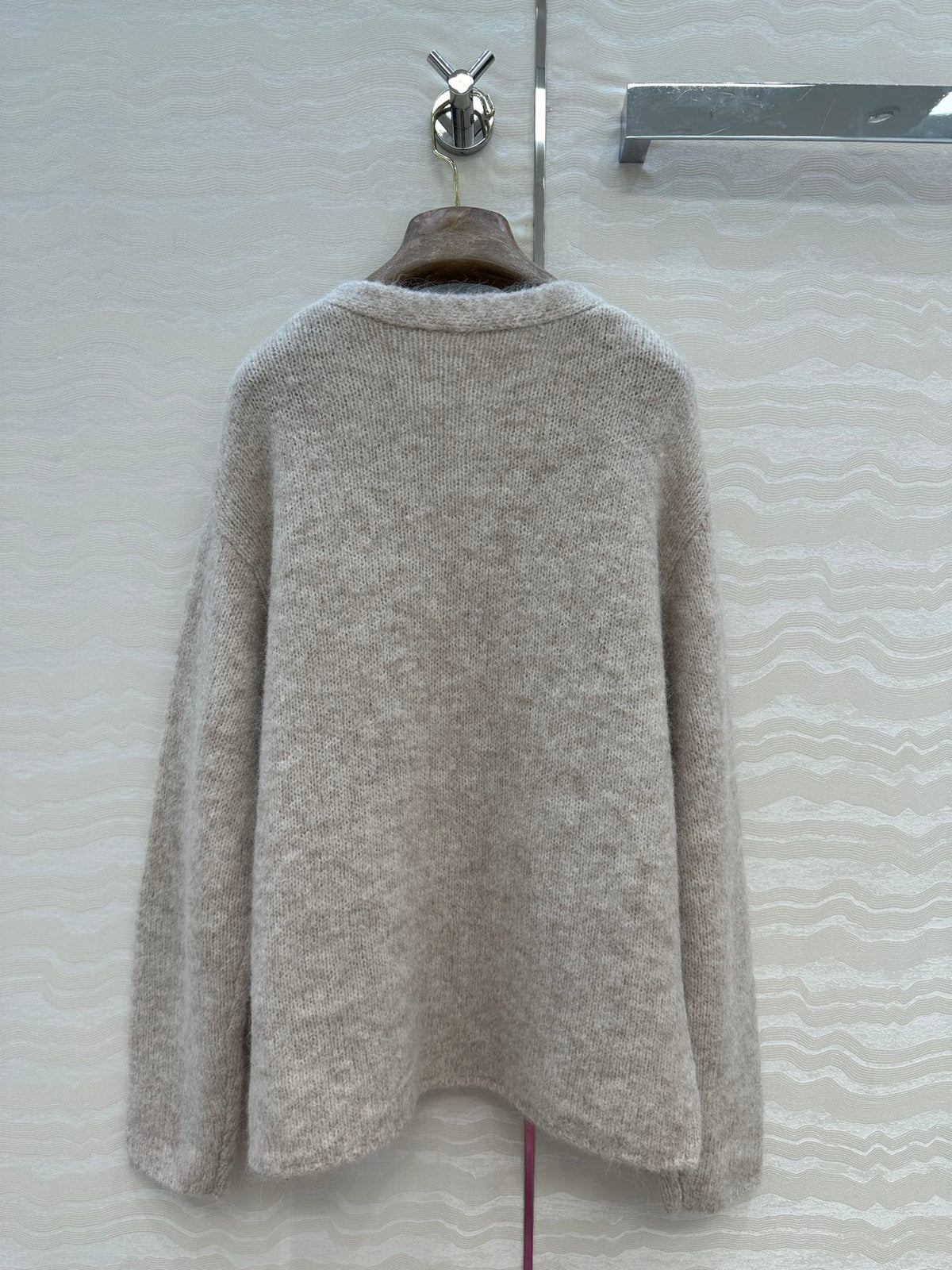 LP 25 V-neck Cardigan Light Beige Grey Alpaca Wool 291827