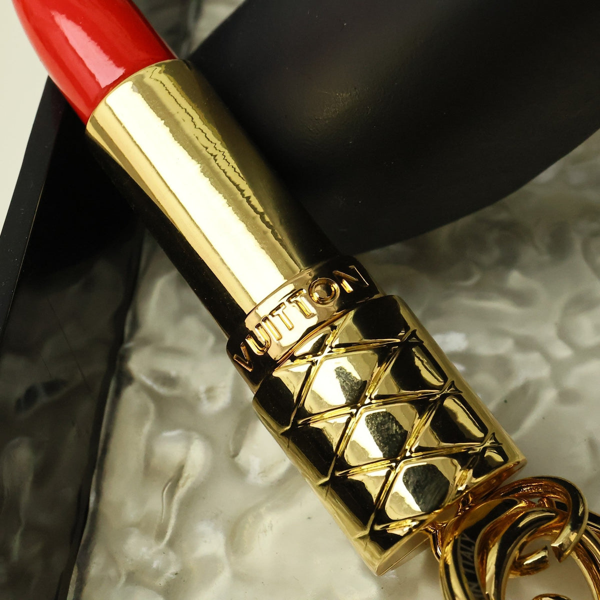LV Gold Lipstick Bag Charm Keychain