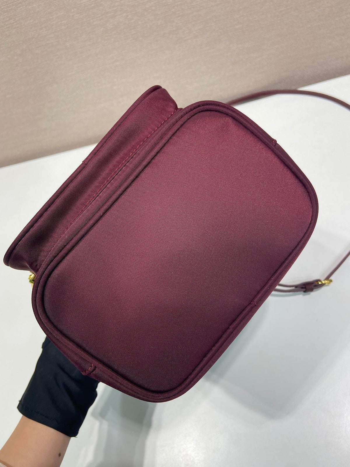 PRA bucket bag 23 burgundy nylon fabric 280826