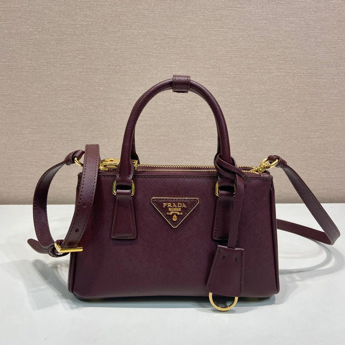 PRA Galleria handbag 21 burgundy leather 280837