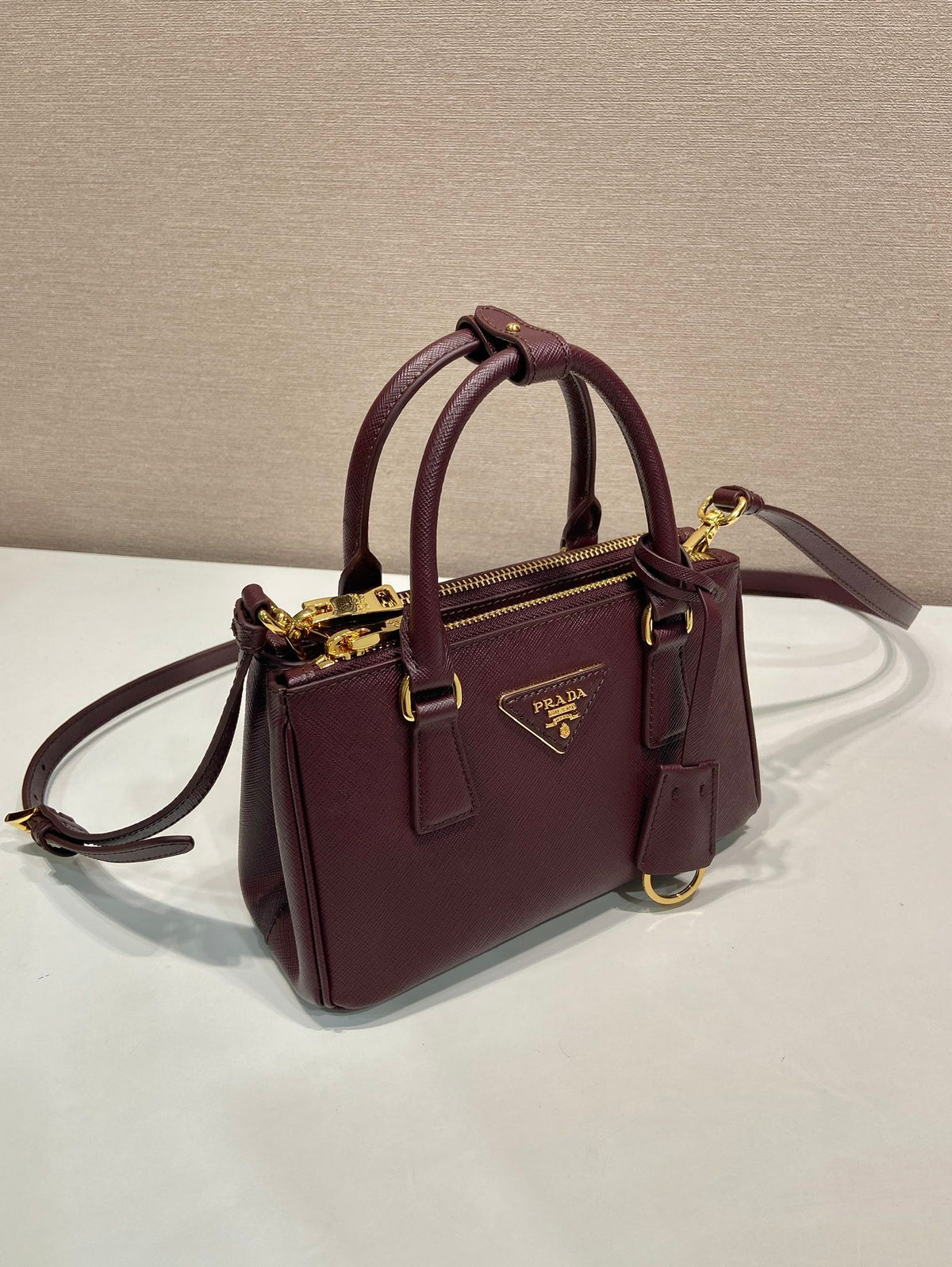 PRA Galleria handbag 21 burgundy leather 280837