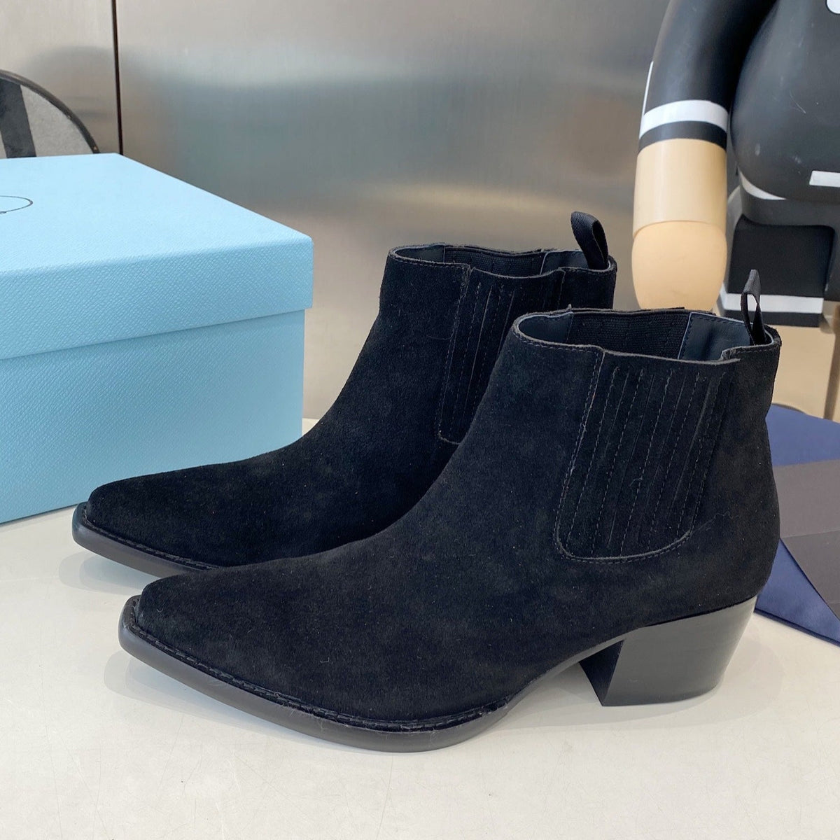 PRA classic pointed-toe boots black suede
