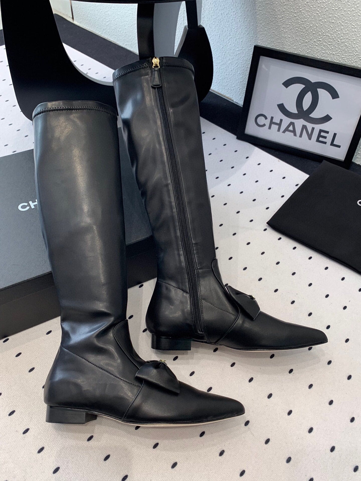 CC 25 Bow-knot Boot Black Sheepskin 514066