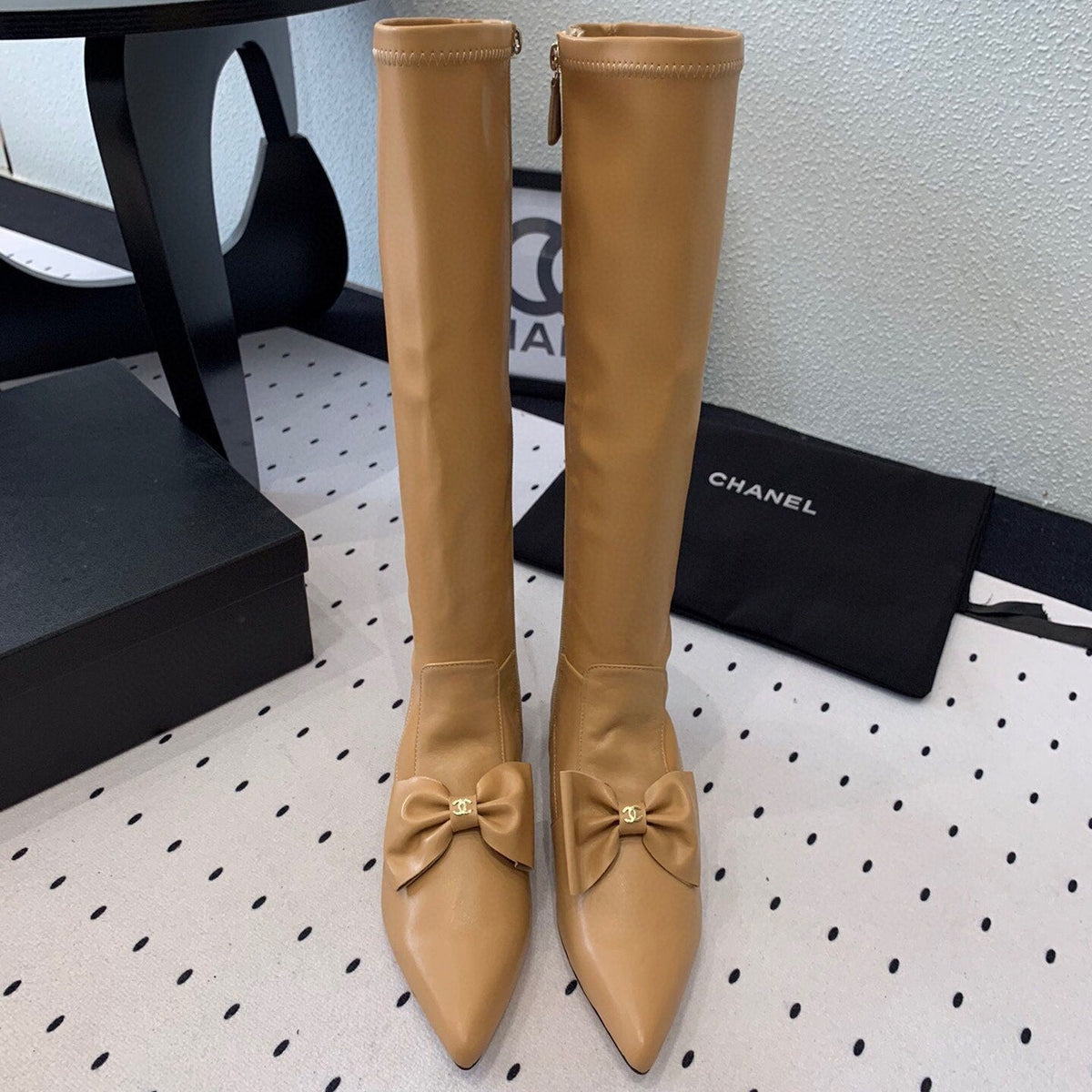 CC 25 Bow-knot Boot Camel Sheepskin 514067