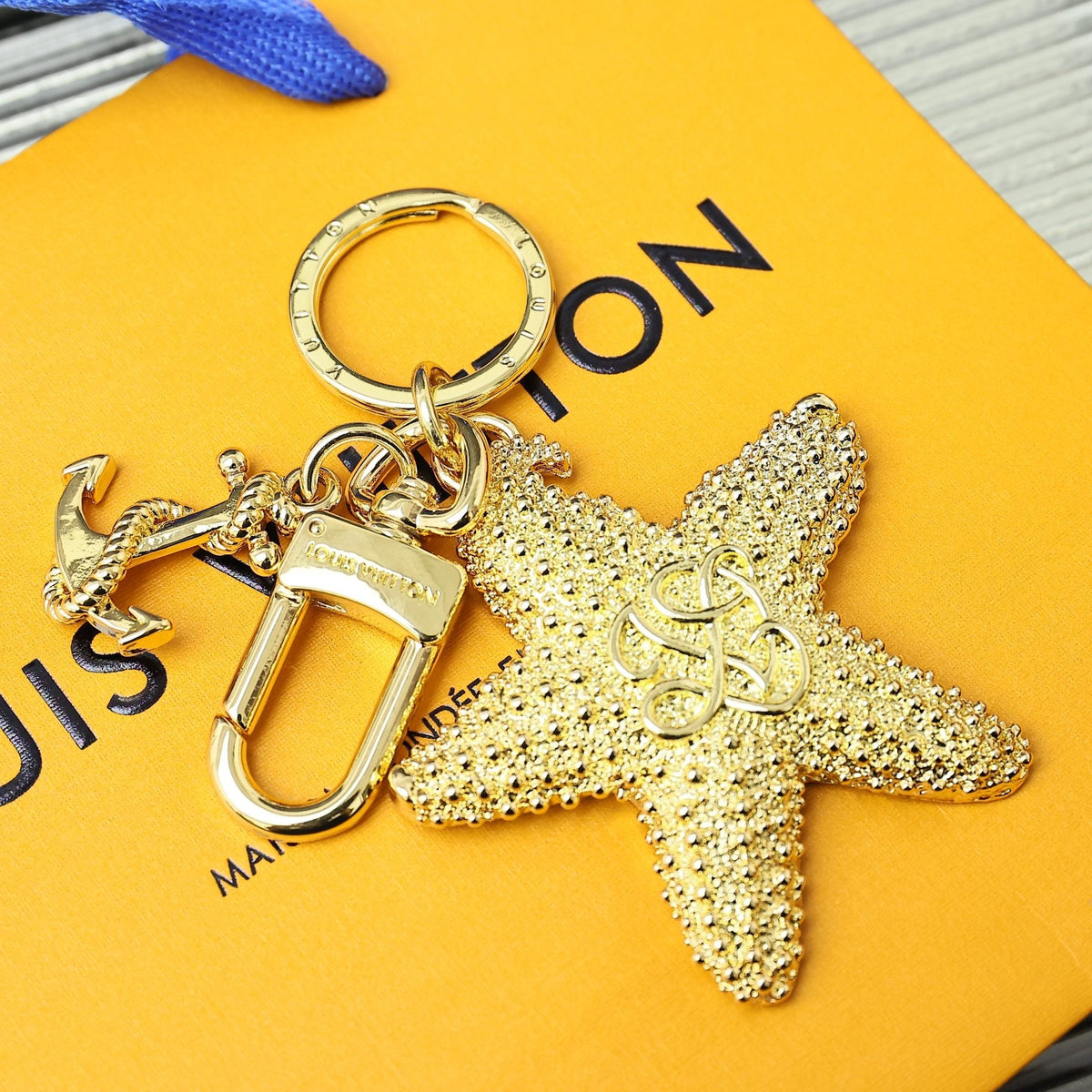 LV Gold Starfish Charm and Keychain