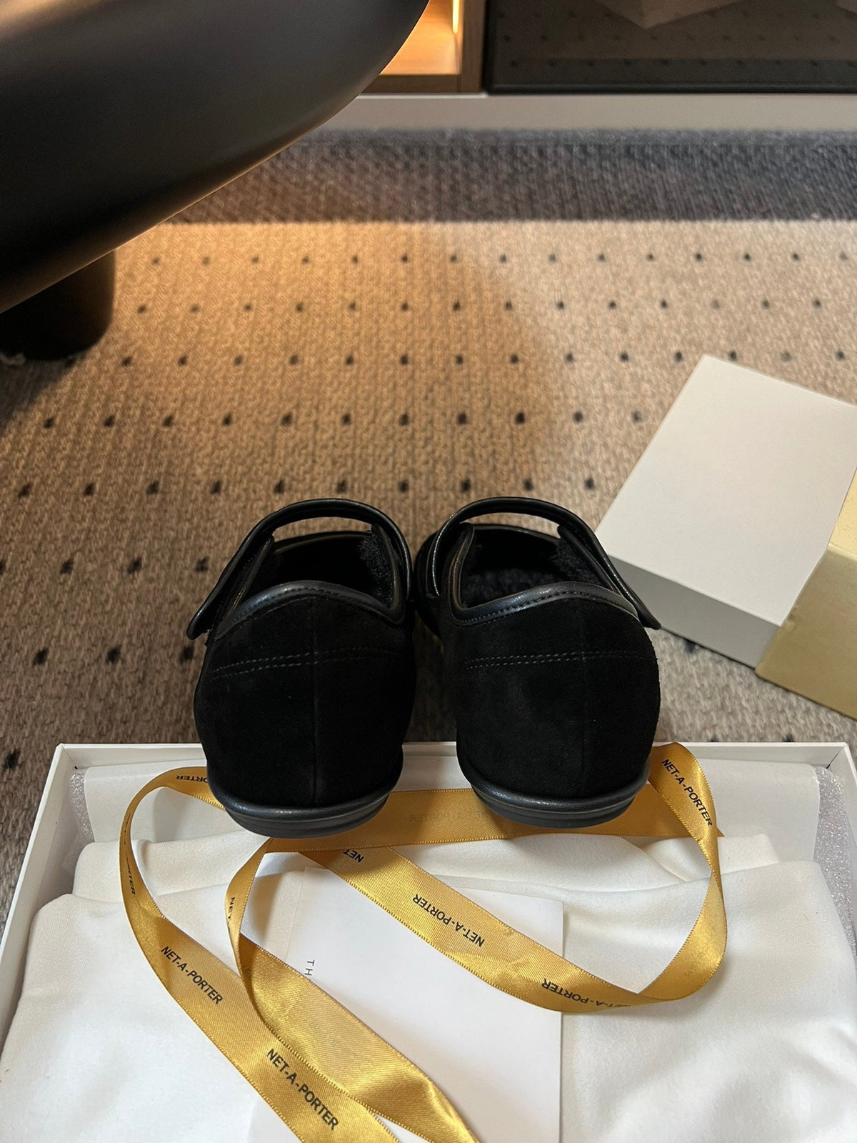 The Row 2025 Ballet Flat Black Suede Wool 561592
