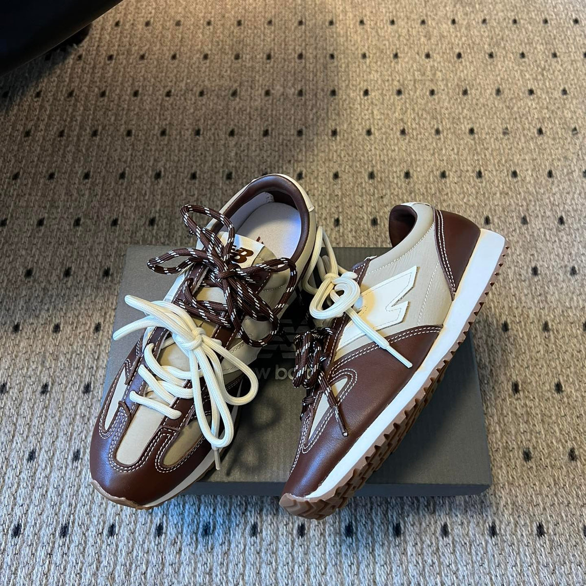 MiuMiu sneakers brown white sheepskin 522053