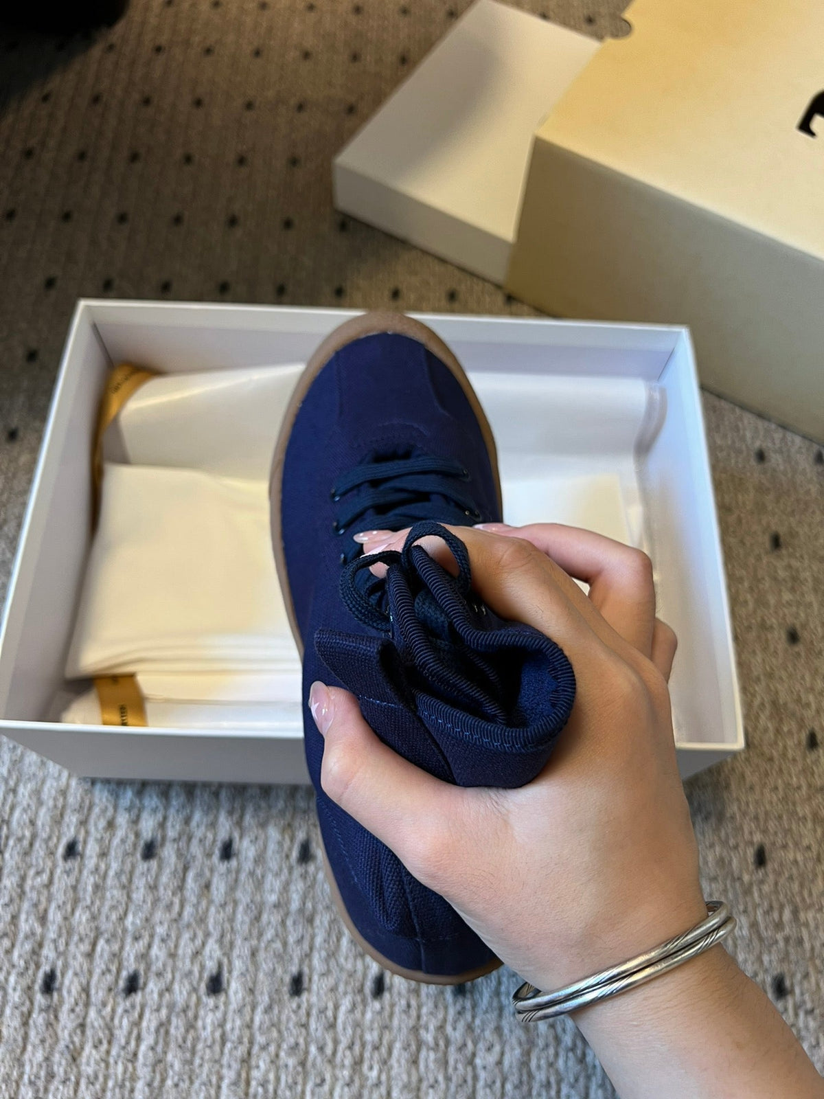 The Row 2025 High Sneaker Blue Canvas 561614